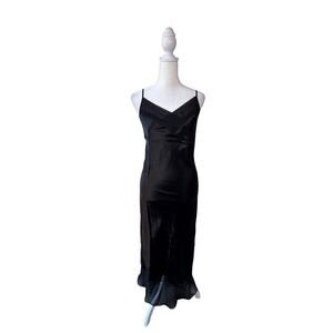 Vintage Intimate Essentials Slip Dress Beaded Black Women's Large Coquette Goth